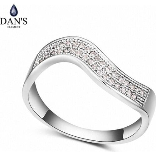DANS Real Austrian Crystals Brand AAA Zirconia Micro Inlays Fashion Ring for women New Geometric 112293white