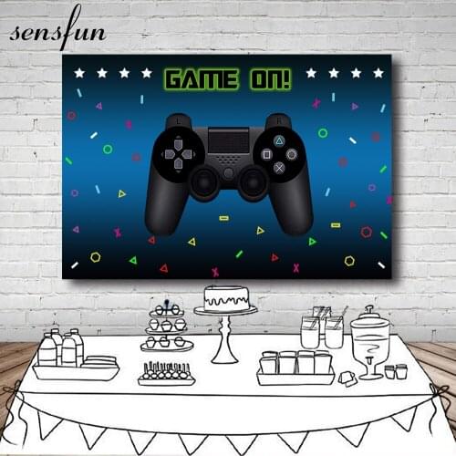 Sensfun Game Theme Photography Backgrounds Dark Blue Boys Birthday Party Backdrops For Photo Studio Customized