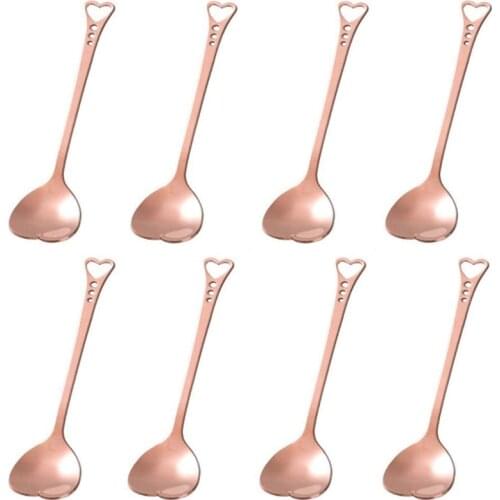 Dessert Spoon Creative Cute Heart Shaped Espresso Spoons Kitchen Accessory for Cake Tea Sugar Ice Cream Fruit 8 Pack