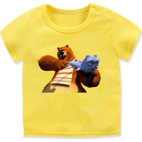 New summer styl kids tshirt cute sunshine grizzly bear cartoon print boys/girls universal t-shirt summer kids Camisole tshirt