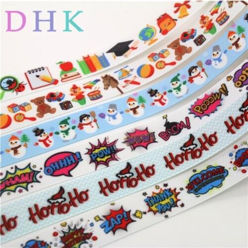 DHK 50yards school pow hohoho circus Printed Grosgrain Ribbon Accessory hairbow headwear decoration Wholesale DIY OEM S1089