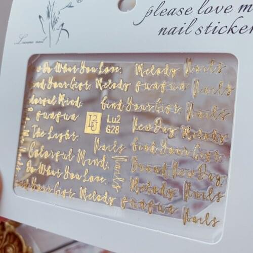 G01-G30-New Nail Sticker Decal Japanese Style Letter Sticker Gold With border Ultra-thin Lasting manicure nail adhesive Decals