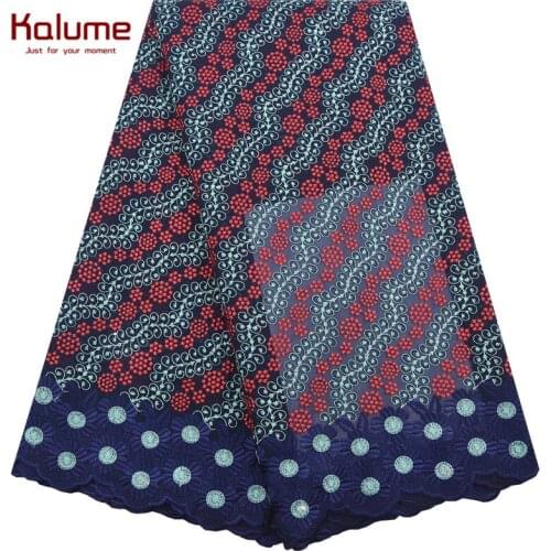 Kalume African Lace Fabric High Quality Nigerian Swiss Cotton Voile Lace Fabric With Stones Nigerian Dress Cotton Fabrics F2087