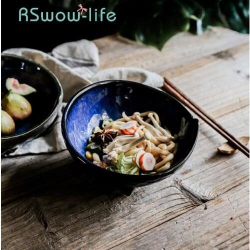 7 Inch Creative Ceramic Bowl Soup Bowl Fruit Salad Bowles Irregular Bowles Kiln Glaze Tableware For Kitchen Supplies