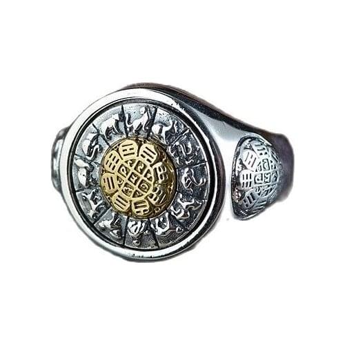 KJJEAXCMY boutique jewelryarS925 pure silver Retro Old six words, true words, nine palace eight diagrams, mens character, domin