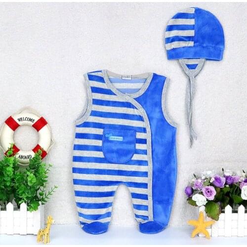 Baby Girls Sleeveless Rompers+Hat 2 Pieces Clothing Set Striped Outfits Newborn Suits Verlour Long Sleeve Overalls