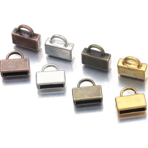 20pcs Bead End Tip Tassel Caps Fut 10*2mm Flat Leather Cord Cap Connector For Diy Bracelet Jewelry Making Accessories Findings