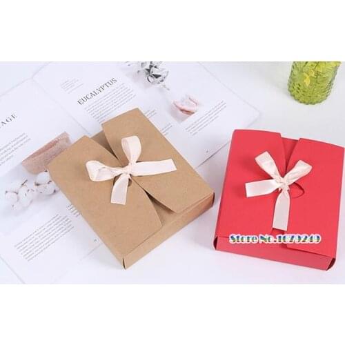 50pcs/lot White Brown Kraft Paper Box,Envelop Paper Gift Box with Ribbon,Toy Gift soap Food Candy Packing Box Packing Boxes