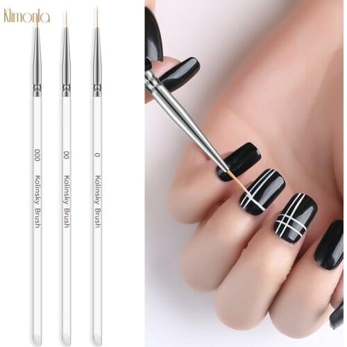 7/9/11/15mm Nail Art Liner Striping Pen 3pcs Transparent 2 Way UV Gel Acrylic Painting Drawing Pen DIY Nail Tips Manicure Tools