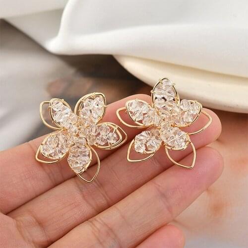 Min order 12pcs/lot beads core decoration handmade double winding flowers shape copper florals diy jewelry earring accessory