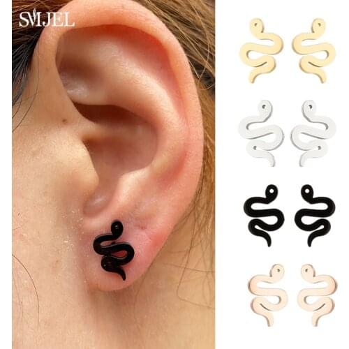Fashion Punk Black Snake Earrings Unisex Halloween Personality Stud Earings For Women Vintage Animal Brincos Female Jewelry Gift
