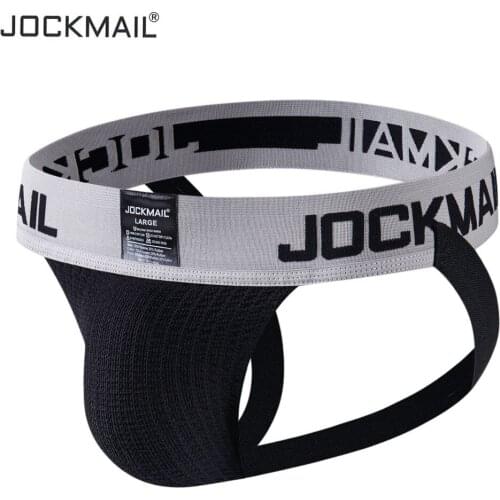 JOCKMAIL Mens Jockstrap Gay Athletic Supporter Underwear Gym Workout Strap Brief W Stretch Mesh Pouch Solid Sexy Mens Thongs