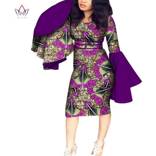 New Riche African Big Ruffles Long Sleeve Dresses for Women Dashiki Print Dresses Vestidos Women Wedding African Clothing WY7455