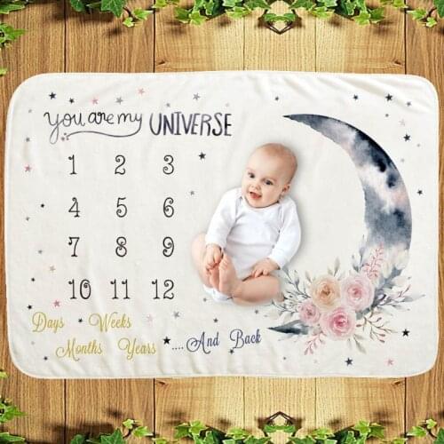 Infant Monthly Record Growth Milestone Blanket Newborn Photography Props Cloth 69HE