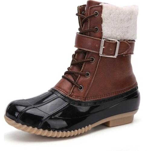 New Winter Boots Women Pu Patent Leather Mid-calf Boots Round Toe Platform Boots Female Shoes Warm Lace Up Booties Shoes