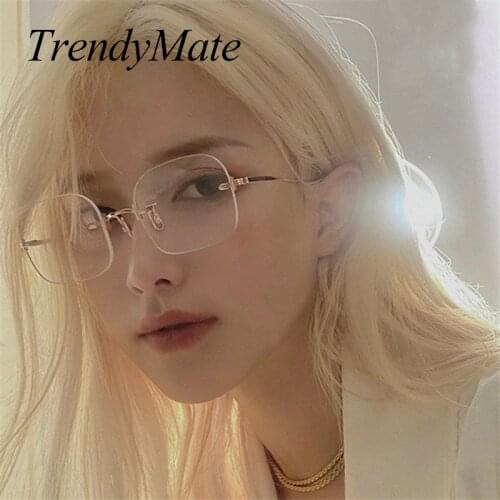 Filtering Protect Eyesight Anti Blue Light Glasses Women Look Phone Blocking Glare Computer EyeGlasses Frame Rimless 6003