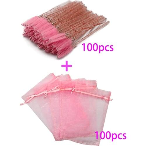 Wholesale Colorful Drawstring Organza Eyelash Packaging Bag Mascara Wands Applicators Bulk Makeup Lash Packing Baggie