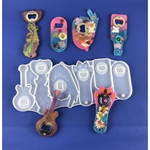 Bottle Opener Epoxy Resin Mold Beer Opener Corkscrew Silicone Mould Crafts Jewelry Keychain Making Tools