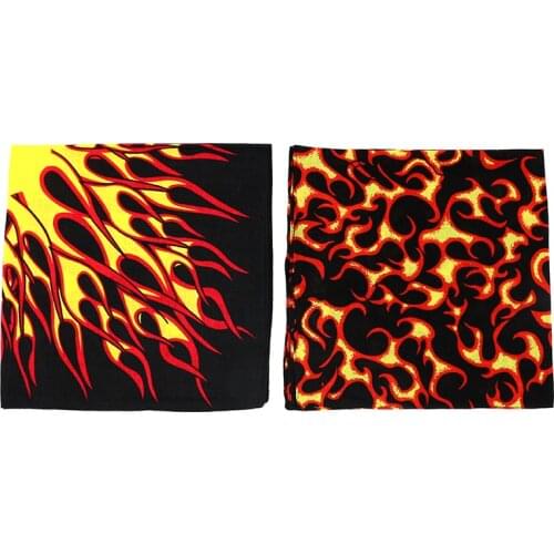 Flame Cotton Square Scarf For Men Trend Hiphop Street Dance Bandana Headband Headscarf Headwear