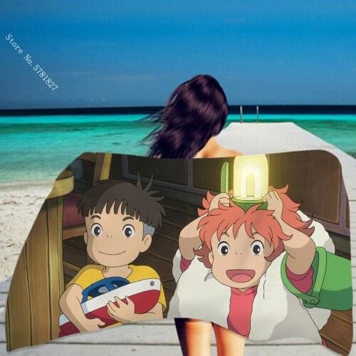 Goldfish On The Cliff Beach Towel Japan Animation Beach Towel Home Textile Shower Towel For Kids Teen Dry Towel Beach Towel