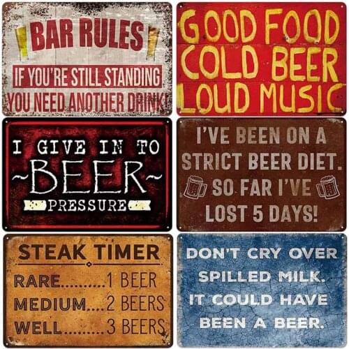 Poster Vintage Beer Sign Bar Club Wall Decorative Retro Plaque Pub Plates Iron Paint Tin Home Decor 20*30cm