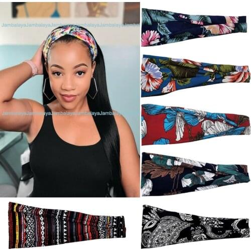 Fashion Women Girls Summer Bohemian Hair Bands Sport Print Headbands Vintage Turban Bandage Bandanas HairBands Hair Accessories