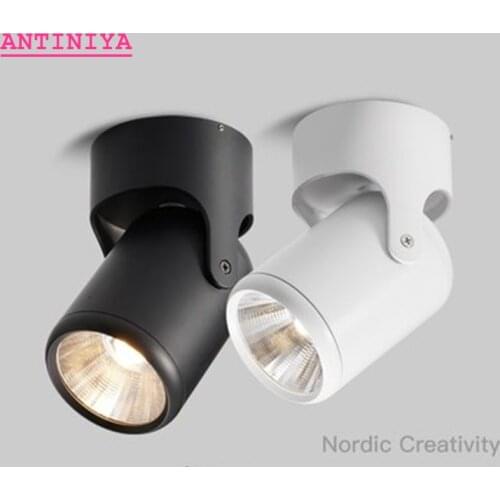 High quality Dimmable Rotating LED Downlights Surface Mounted adjustment COB ac85-265V 10W12W15W18W LED Ceiling Lamp Spot lights