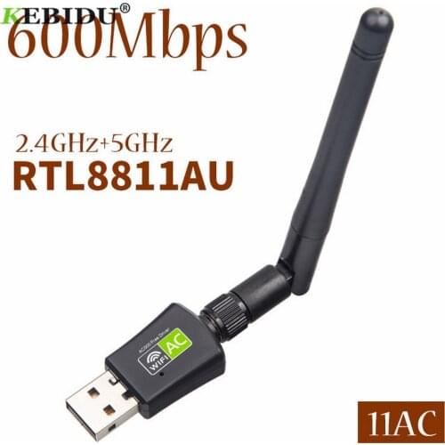 KEBIDU Free Driver 600Mbps Network Cards Wifi Adapter USB Dual Band 5/2.4Ghz LAN Antenna Dongle Wifi for Win 7 8 10