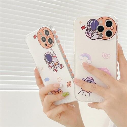 PINZHENG Astronaut Planet ​Phone Case For iPhone 7 8 7P 8P Silicone Protective Cover For iPhone X XS XR 11 12 Pro Max Case