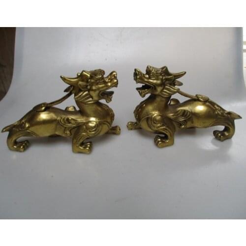 Wedding Decorations/Art Collection 1 Pair Chinese Brass Carved brave troops Statue/Home Feng Shui brave troops Sculpture 0001