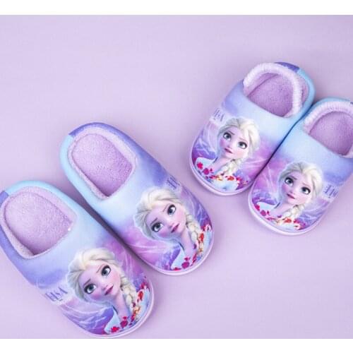 Frozen cotton slippers Disney winter princess girls home cotton drag children children 3-10 years old home shoes