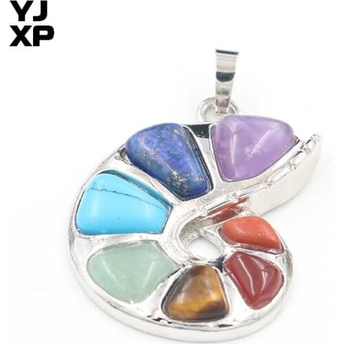 YJXP Snail Shape Pendant 7 Chakra Beads Stone Ocean Conch Pendants for Necklace Amulet Lucky Transfer Charms Jewelry 1 Pcs
