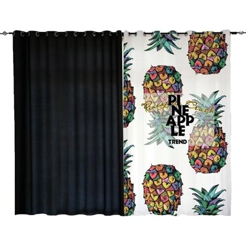 Custom Made 2x Window Drapery Living Room Curtain Window Dressing Tulle Sheer Curtain 200x260cm Pineapple Fruit Alphabet White