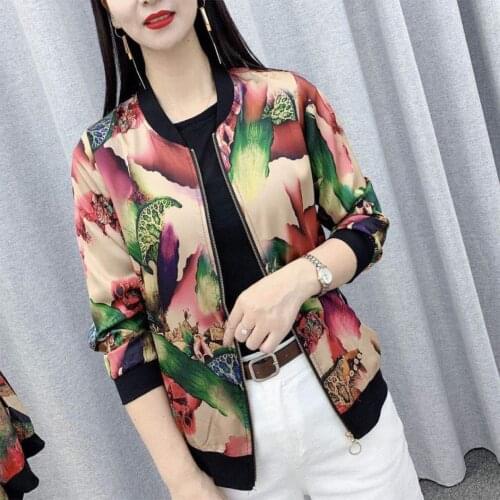 2021 Autumn Fashion design womens mothers plus size large print floral short jackets coat casacos