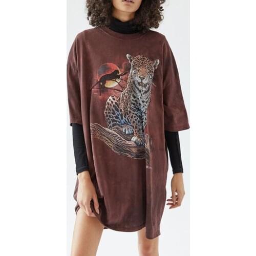 Womens Clothes 2021 Summer Animal T Shirt Women Casual Long Tops Tees Short Sleeve O-neck Loose Female Casual Ladies T-Shirt