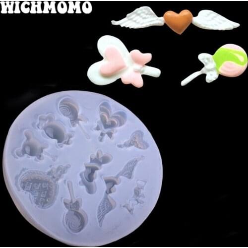 New 1PCS Wings Lollipops Heart Charms Craft DIY UV Resin Liquid Silicone Molds for Earring Necklace Decorations Making Jewelry