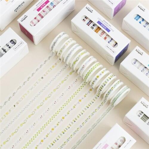 10pcs/pk Cartoon Paper Washi Tape Colorful Adhesive Tape DIY Scrapbooking Sticker Label Cute Masking Tape Office Supplies
