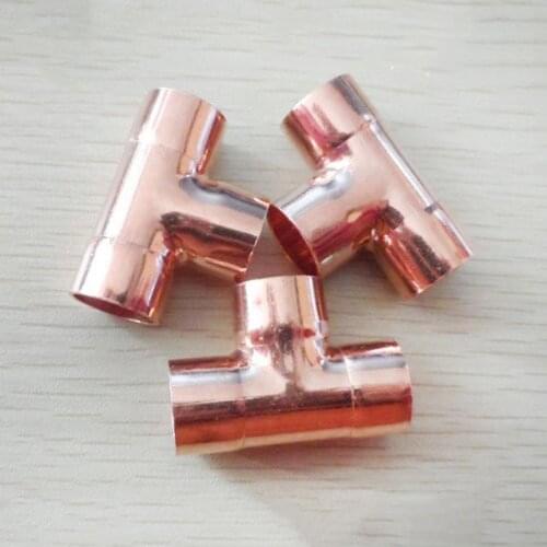 16mm Inner Dia x1mm Thickness Copper Equal Tee Socket Weld End Feed Coupler Plumbing Fitting Water Gas Oil