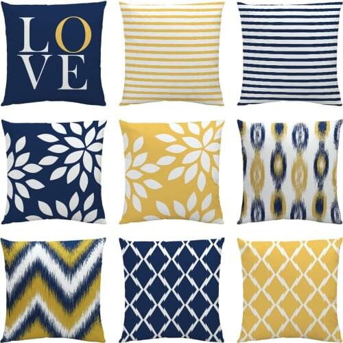 2Pcs Cushion Cover Nordic Decoration Blue Concise Geometry Pillowcase Square Sofa Bed Decorativ Short Cover Throw Plush Pillow