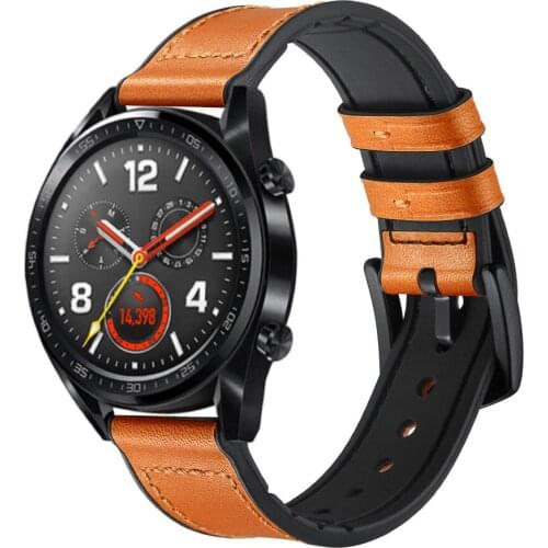 22MM/20MM Watch Band for Huawei Watch GT 2 1/2 Pro Strap Silicone+Leather Bracelet for Samsung Galaxy Watch 3 41mm/45mm/42/46mm