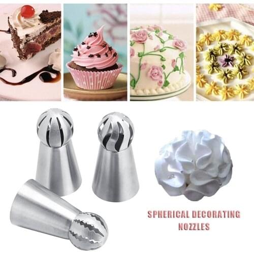3Pcs Russian Flower Icing Piping Nozzles Tips Sphere Ball Cake Decoration Tools Kitchen Pastry Cupcake Baking Pastry Tools Set