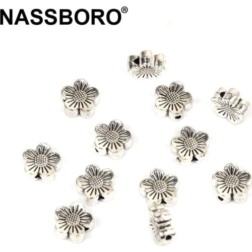 6mm Tibetan Silver Metal Spacer Beads Flower Shape Beads Charms Connect Bead Bracelet Jewelry Making Diy Accessories Wholesale