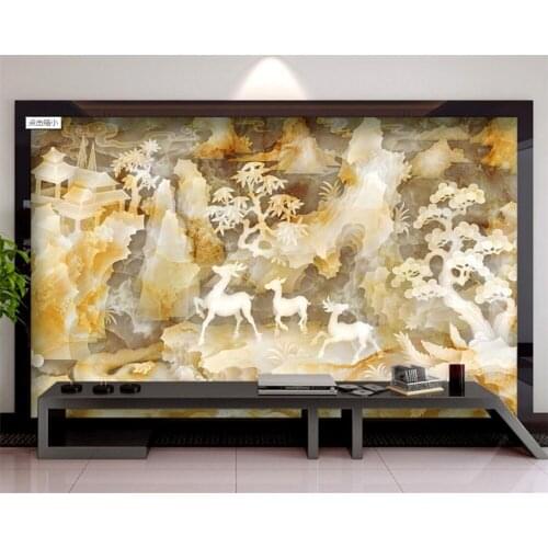 Beibehang Photo Wallpaper Relief Deer Gazebo Marble Bedroom Living Room TV Background wallpaper for walls 3 d papel de parede