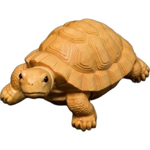 CCZHIDAO Money Lucky Turtle Sculpture 6.5/9CM Chinese Boxwood Carving Miniature Creative Solid Wood Home Decoration Carving