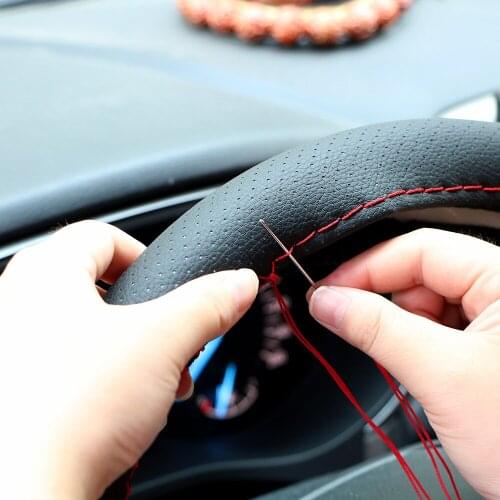 DIY Car Steering Wheel Cover With Needles and Thread For Infiniti Mitsubishi ASX Outlander Lancer 10 Ford Focus 2 3 Ix25