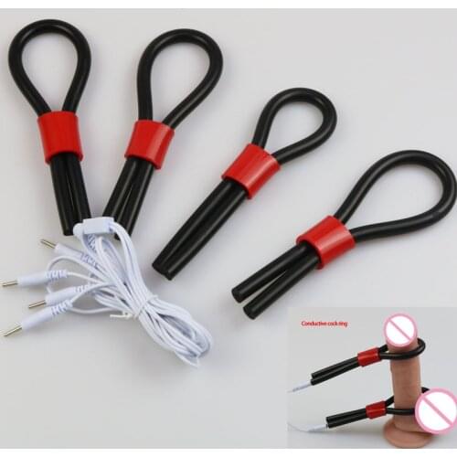 E-Stim DIY Adjustable Conductive Cock Rings Monopolar Electrosex Penis Ring Rubber Tube Electrodes Sex Toys 8mm OD 1.5mm ID