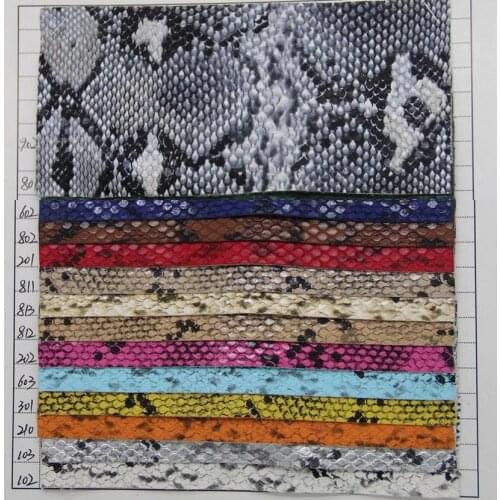 Eco-friendly faux serpentine snake leather fabric PU leahther material wholesale