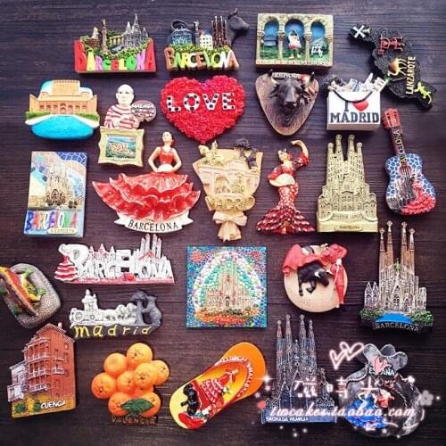 Exported to Europe Barcelona, Spain tourist souvenir scenery refrigerator stickers