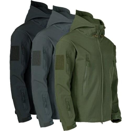 Fleece Army Shark Skin Soft Shell Clothes Tactical Waterproof Jacket Men Flight Pilot Hood Coat Military Field Bomber Outerwear