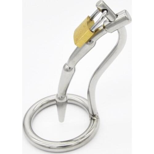 3 Size Stainless Steel Male Chastity Cage Device Cock Ring Urethral Dilator Penis Plug Lock Adult Sex Toys For Men Chastity Belt